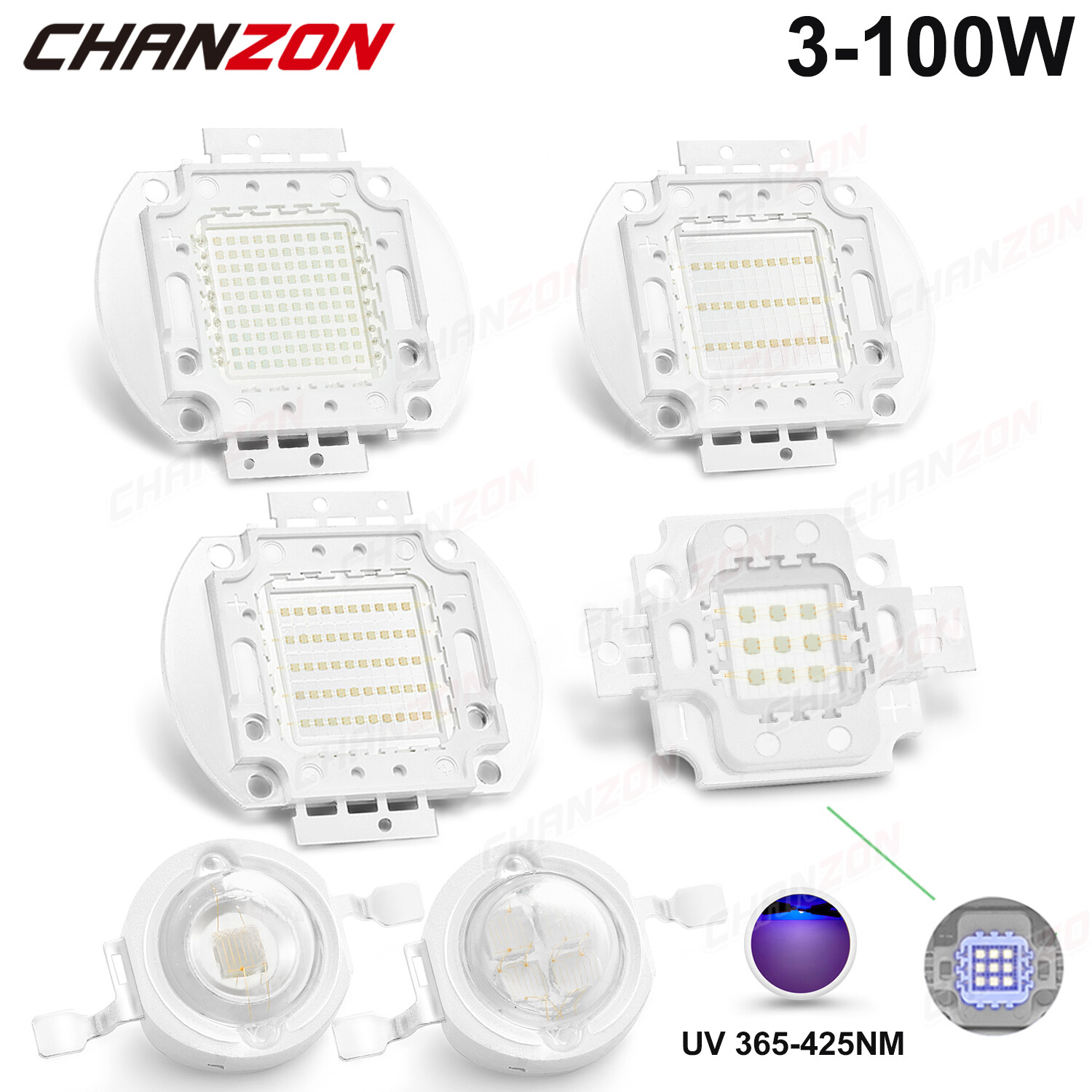 3W 5W 10W 20W 30W 50W 100W High Power Uv Ultraviolet Smd Led Chip Bulb Diode