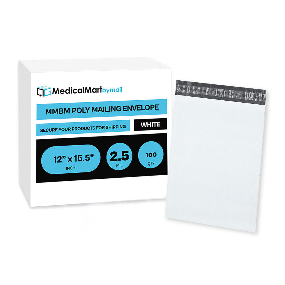100 PCS 12×15.5 WHITE POLY MAILERS ENVELOPES BAGS 12 x 15.5 – 2.5MIL