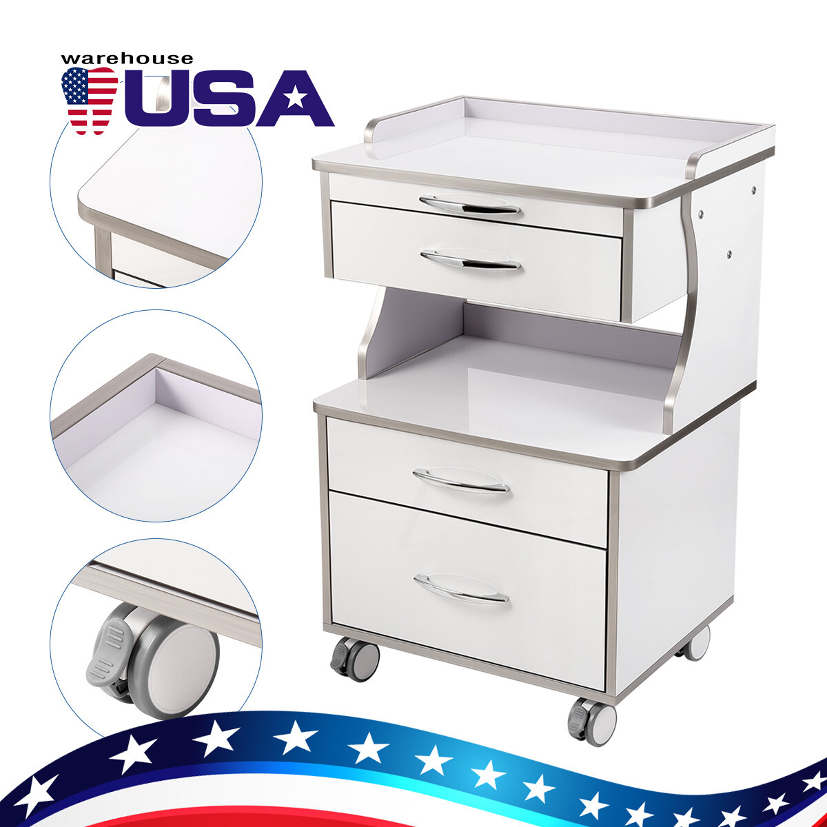 FDA Dental Unit Chair Computer Control /Mobile Medical Cabinet Cart with Drawer