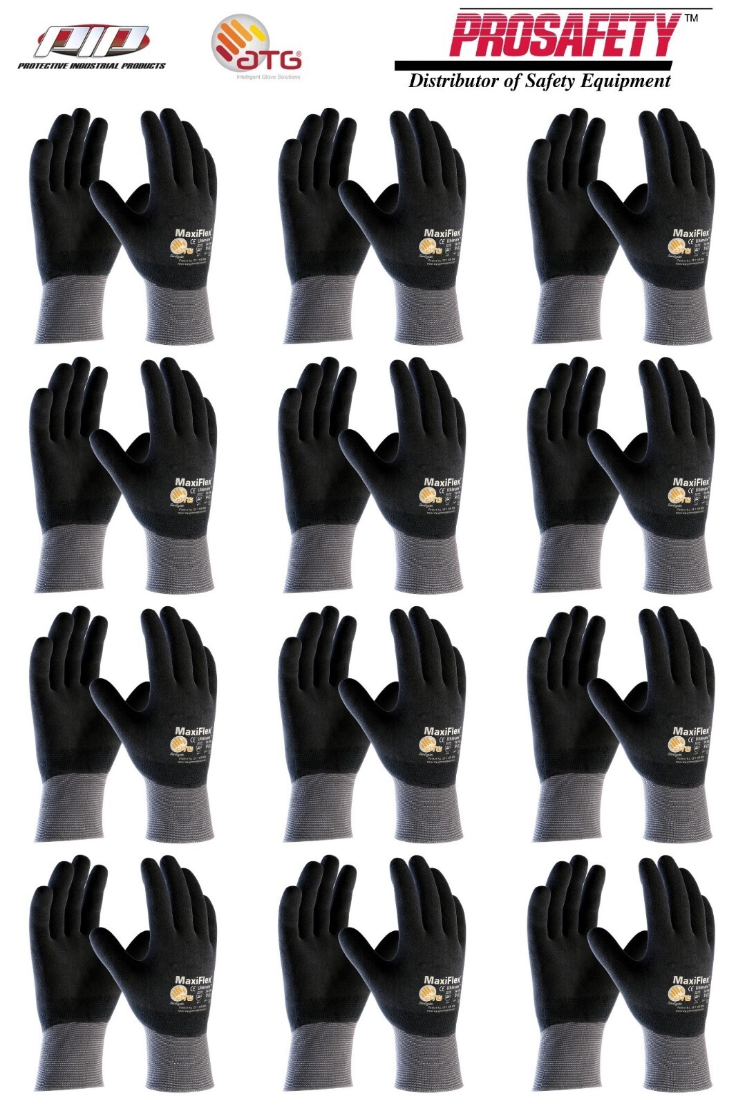 12 34-876 MaxiFlex Foam Full Palm Coated Nitrile Grip PROTECTIVE WORK GLOVES 2XL
