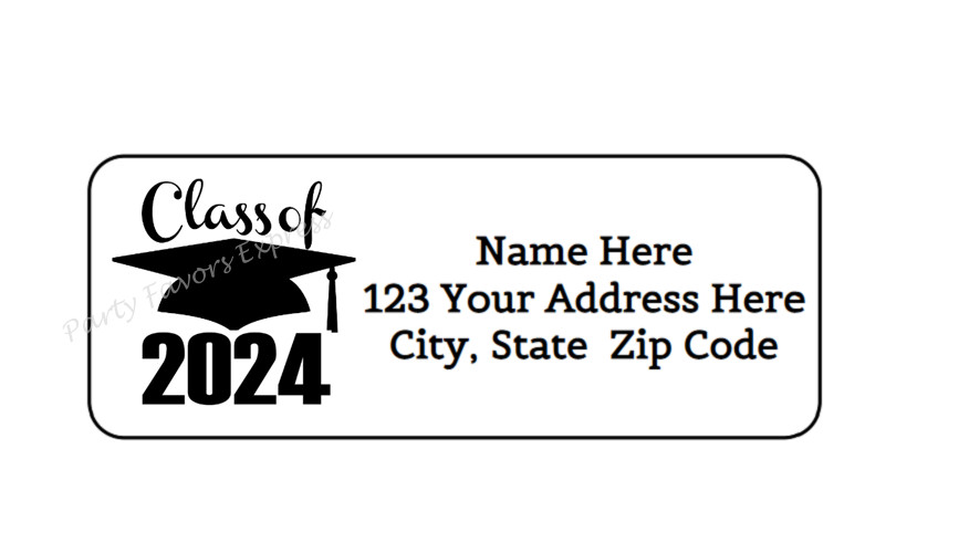 30 CLASS OF 2024 GRADUATION PERSONALIZED RETURN ADDRESS LABELS 1 in X 2.625 in