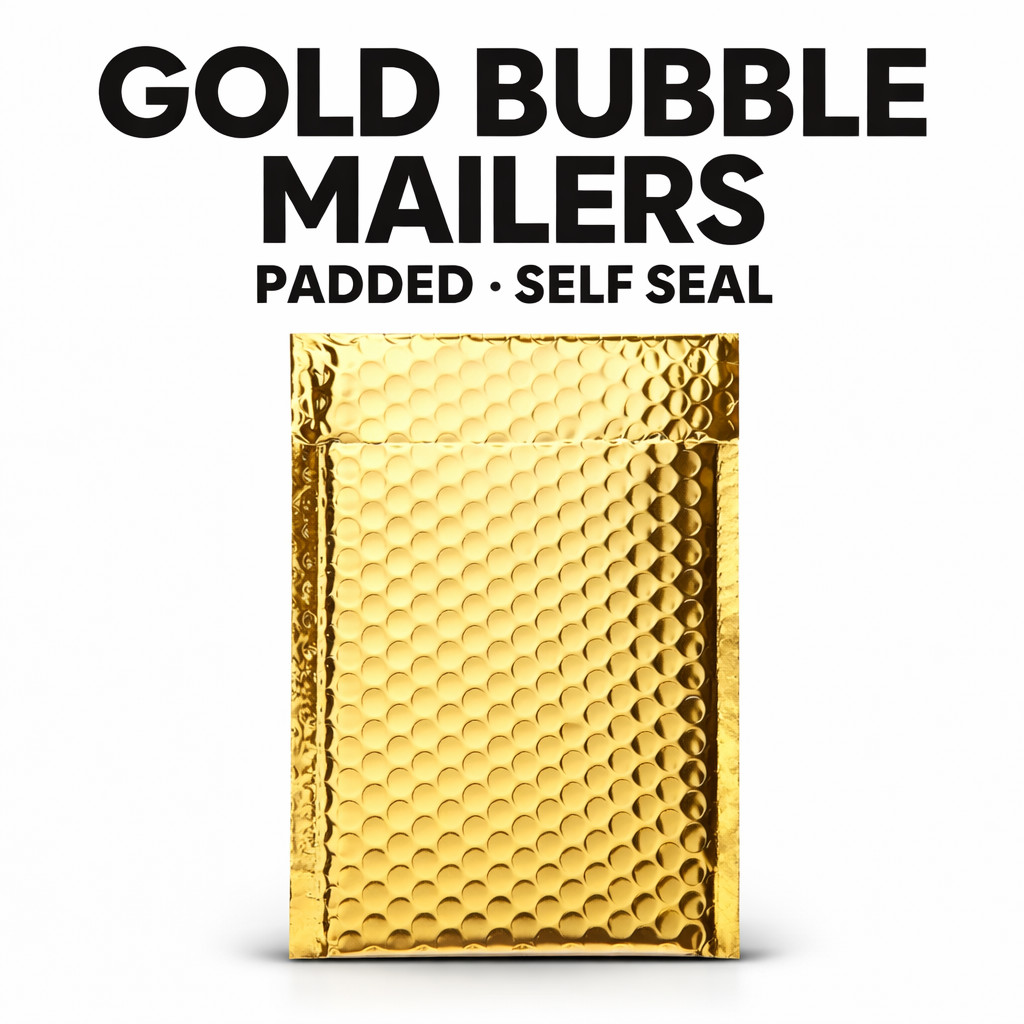 Metallic Gold Poly Bubble Mailers Padded Shipping Envelopes Self Seal All Sizes