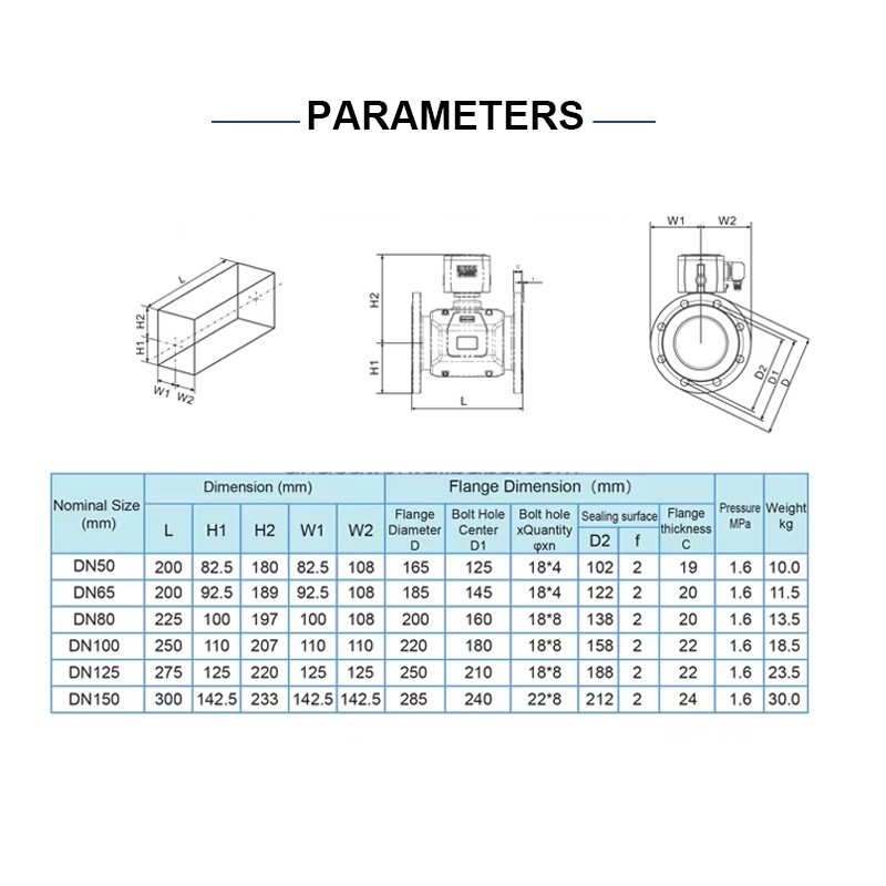 Dual-channel Ultrasonic Water Flow Meter Sea Water Flowmeter IP68 DN50~DN150mm
