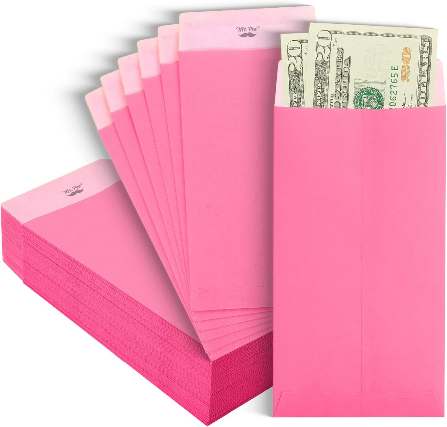 100 Pack Kraft Money Envelopes 6.5 x 3.5 Self Adhesive Cash Budget Envelopes