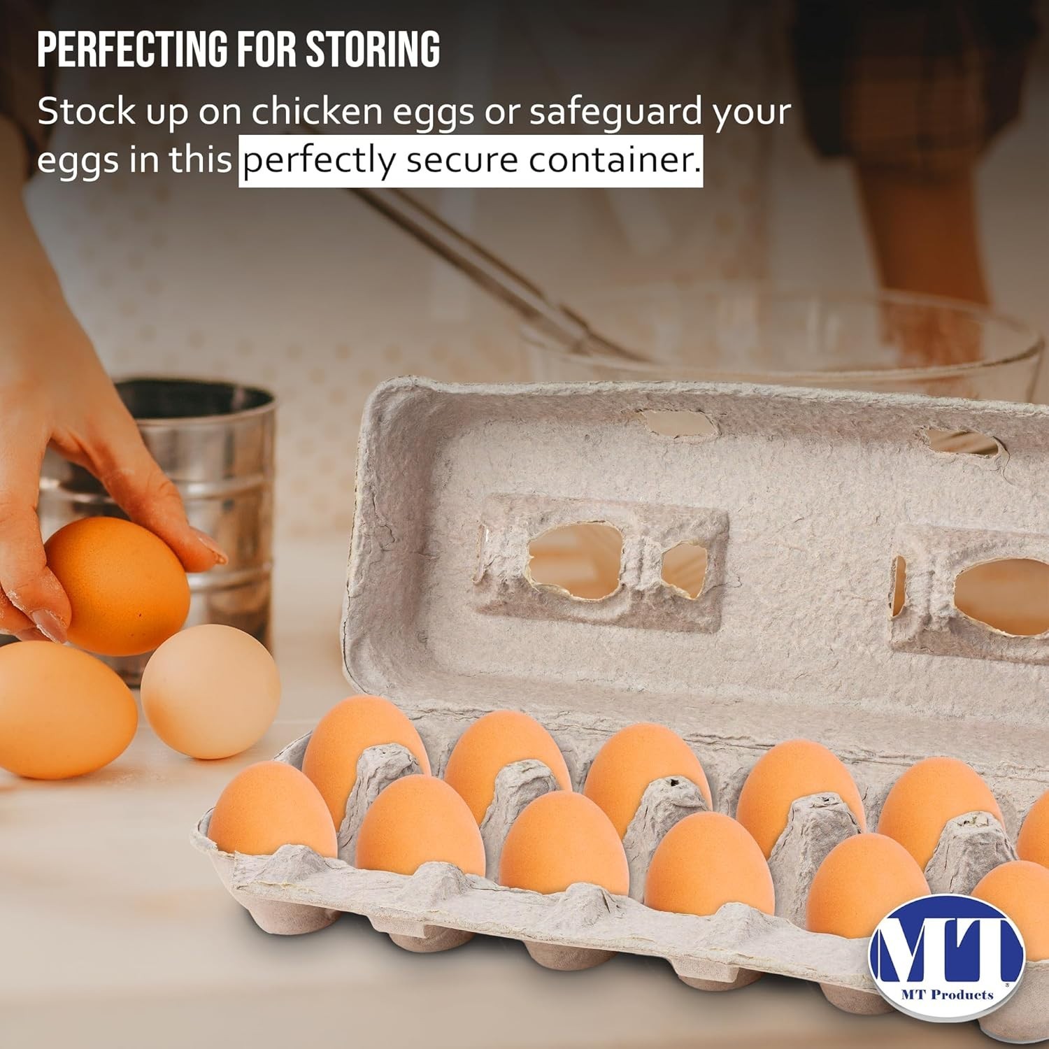 MT Products 12 Compartment Blank Natural Pulp Egg Cartons – Pack of 25