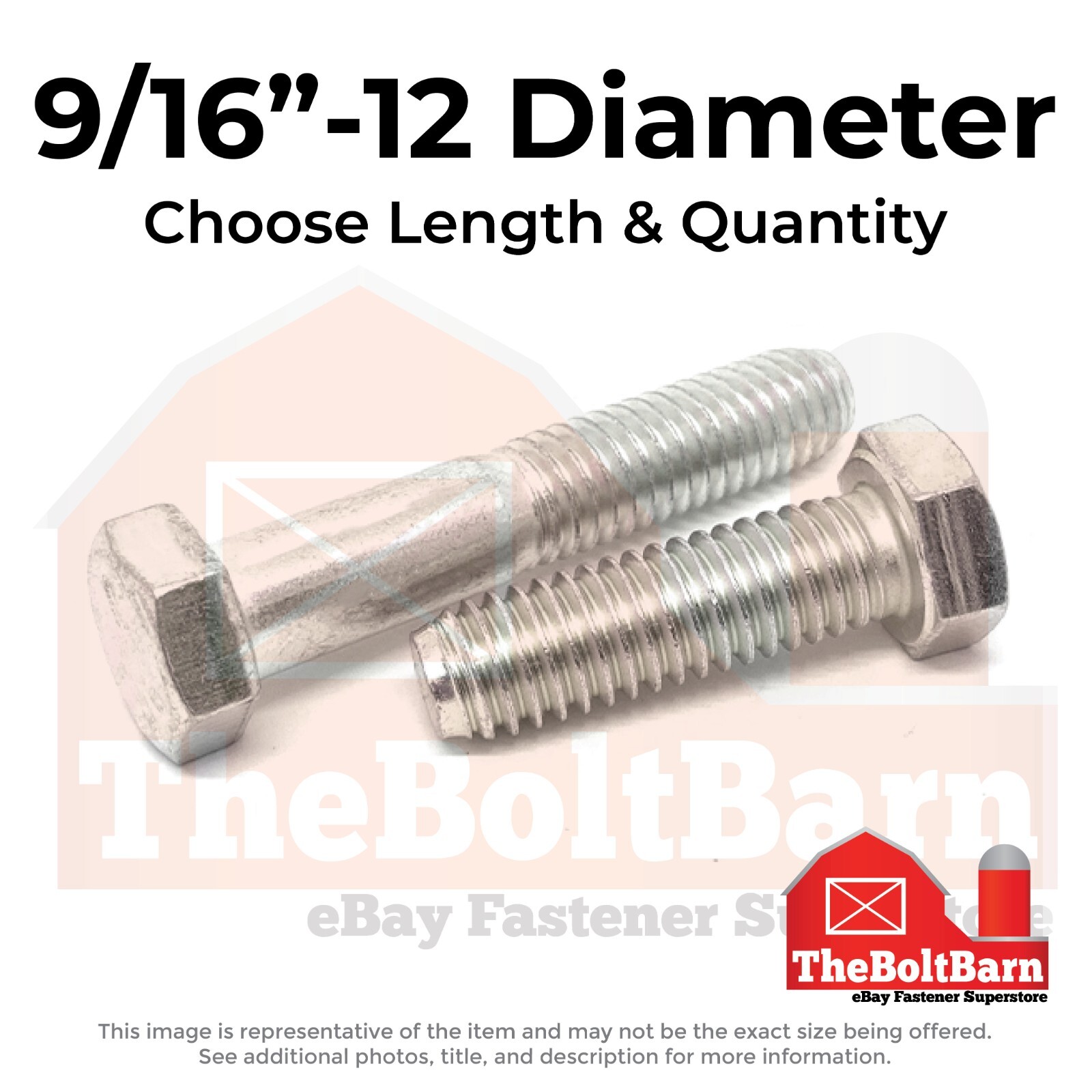 9/16″-12 Stainless Hex Cap Screws Coarse Thread Hex Bolts (Choose Length & Qty)