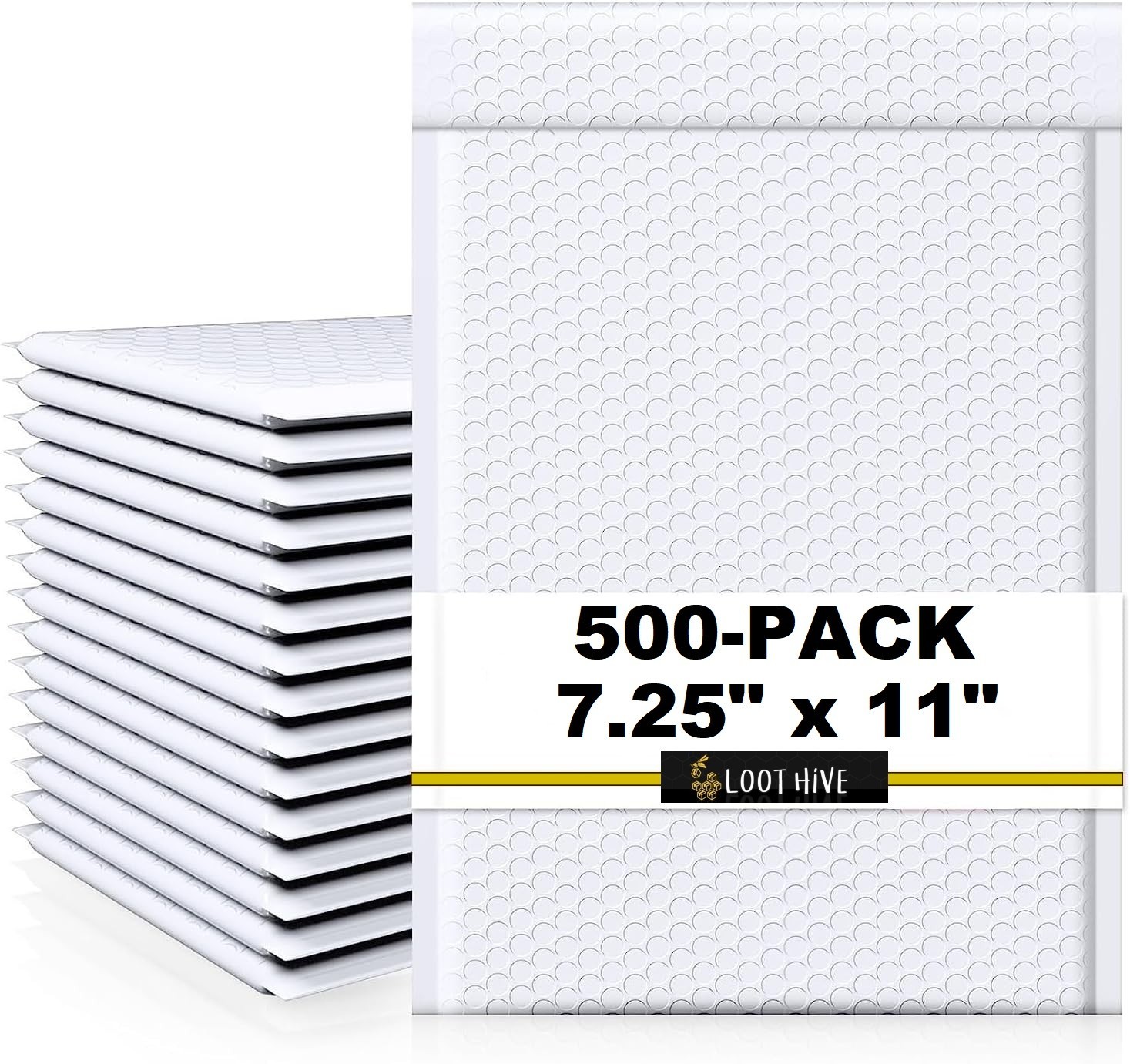 500-Pk WHITE 7.25 x 11″ Padded POLY BUBBLE MAILER #1 shipping DVD game envelope