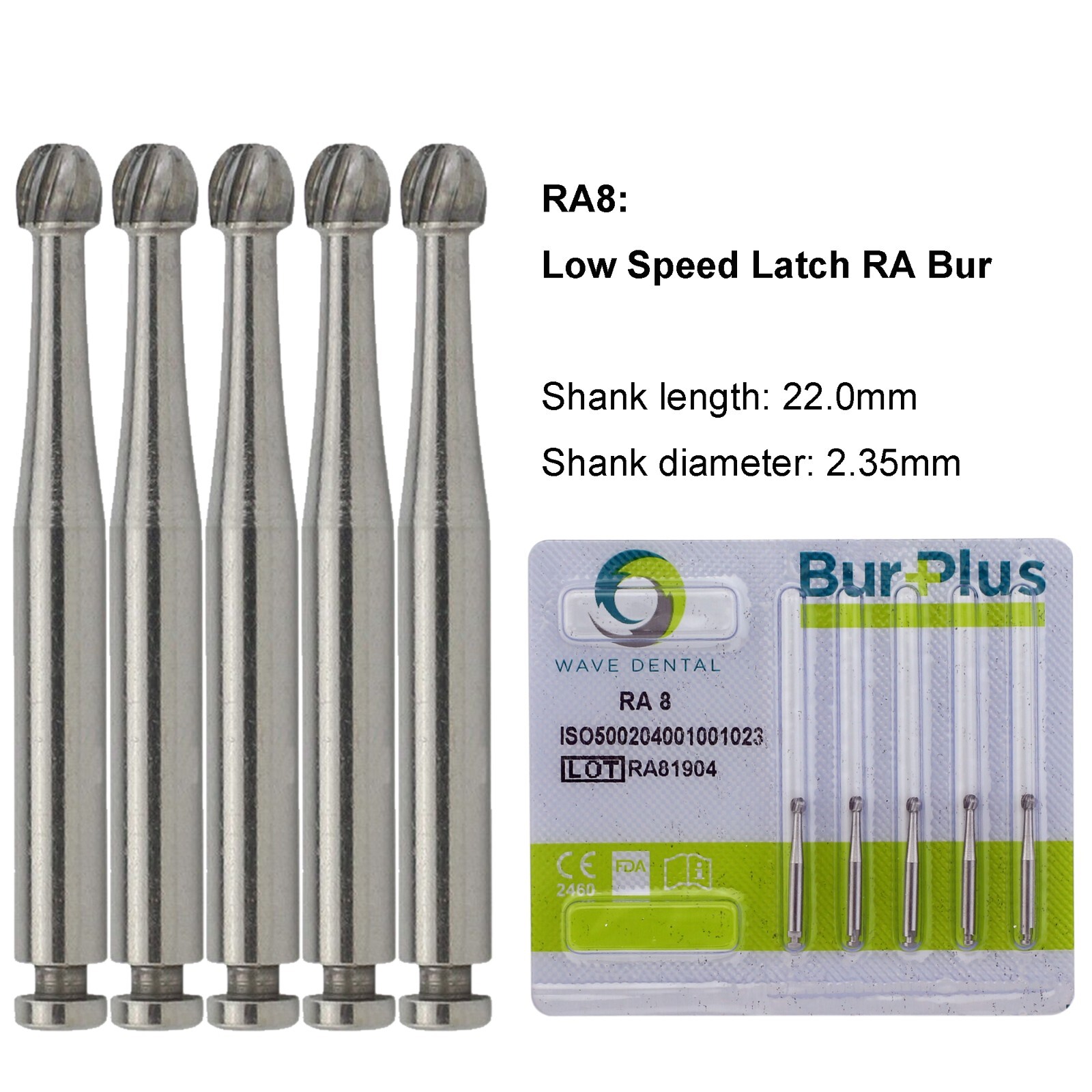 WAVE Dental Round Carbide Burs Latch Surgical Burs 2 4 6 Slow Speed RA 22mm 26mm