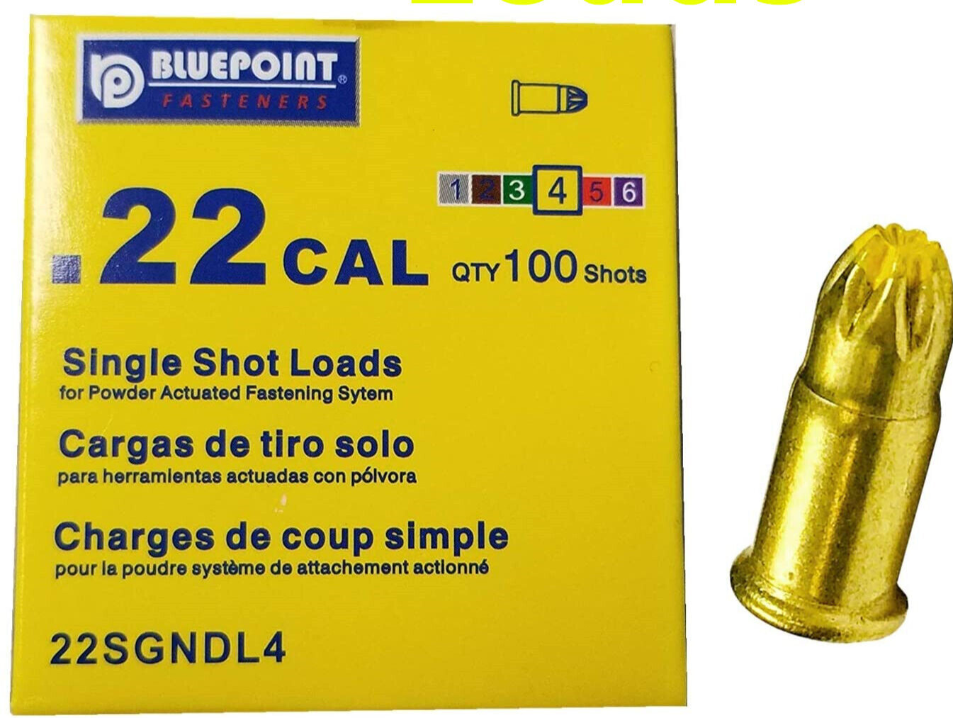100 #4 Yellow Loads for Ramset MasterShot Loads,TriggerShot Fastening Loads