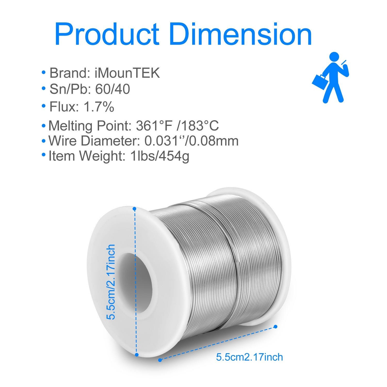 60/40 Tin Lead Rosin Core 0.031”/0.8mm 1.7% Flux Electrical Solder Wire 1lb