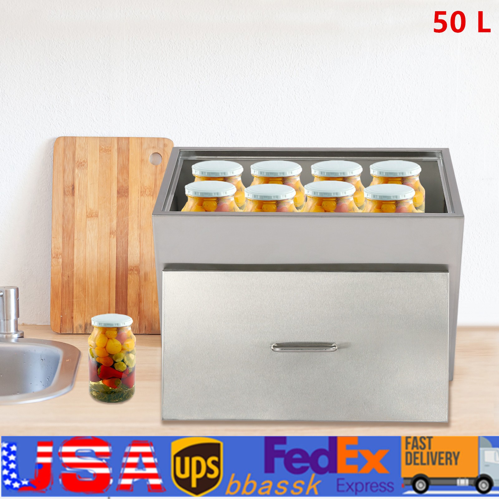 Boiling Water Bath Canner Stainless Steel Stove Top Canner Pot Canning Rack 50L