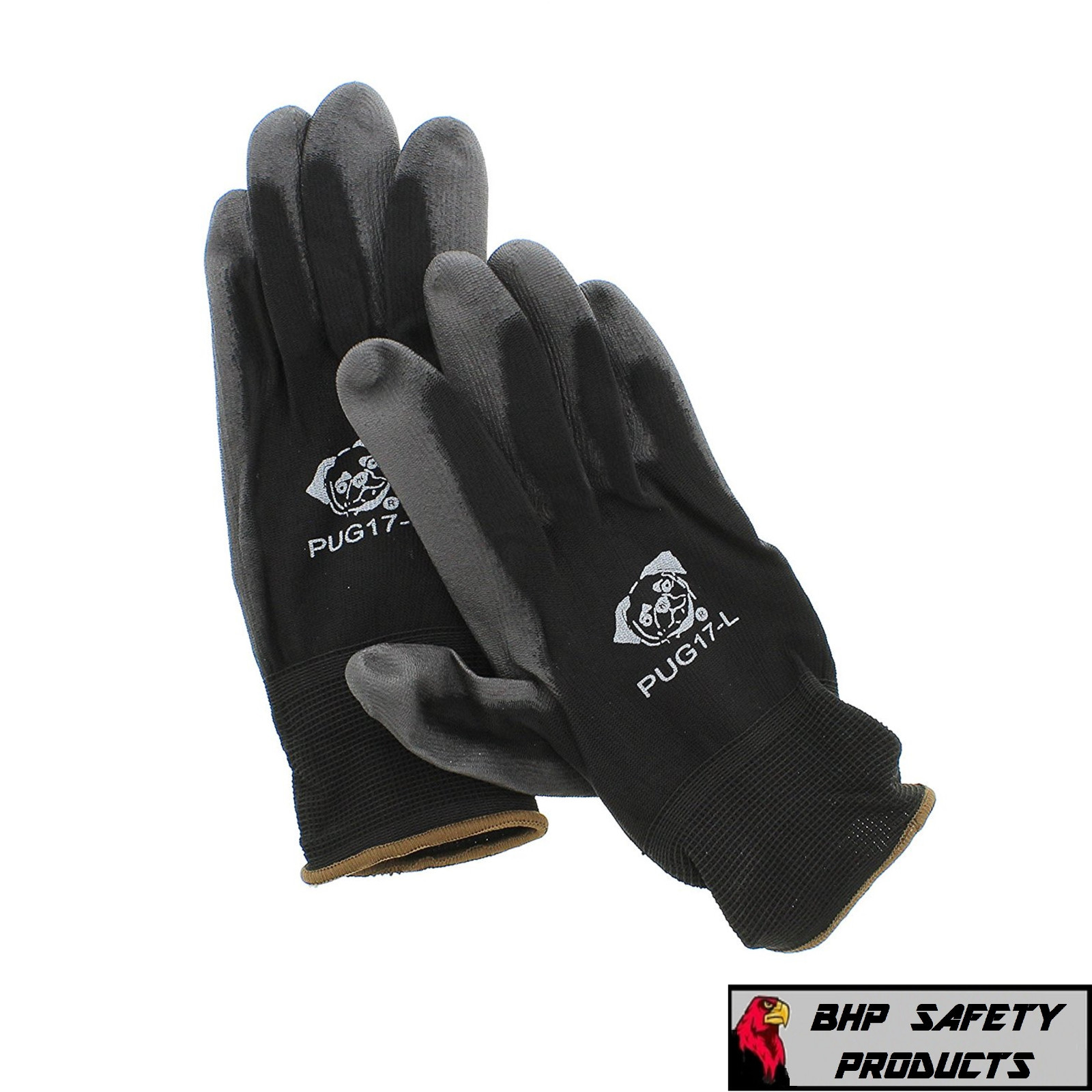 GLOBAL PUG POLYURETHANE PU COATED NYLON WORK GLOVES 6 DOZEN LARGE (PUG17-L)