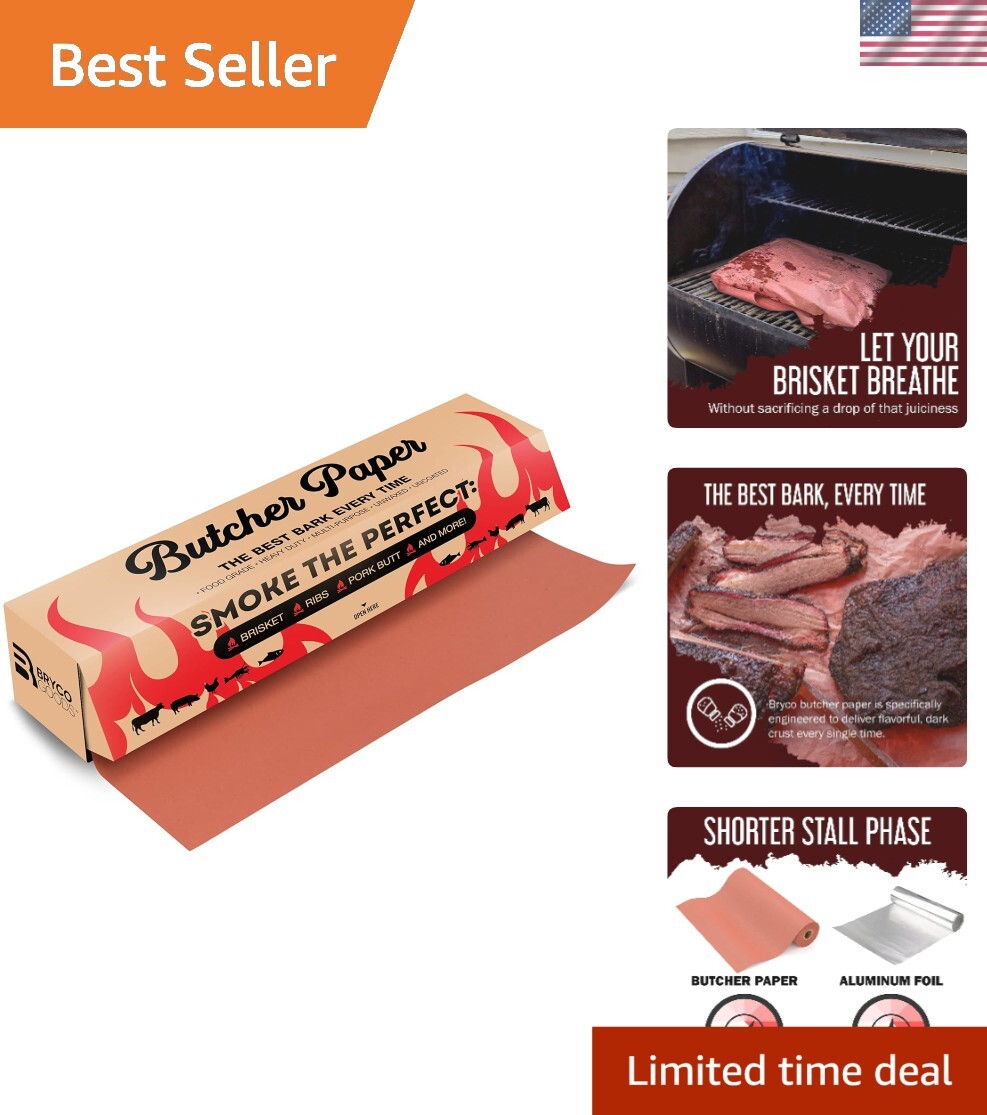 Unbleached Peach Butcher Paper Roll with Cutter – Ideal for Smoking and Grilling
