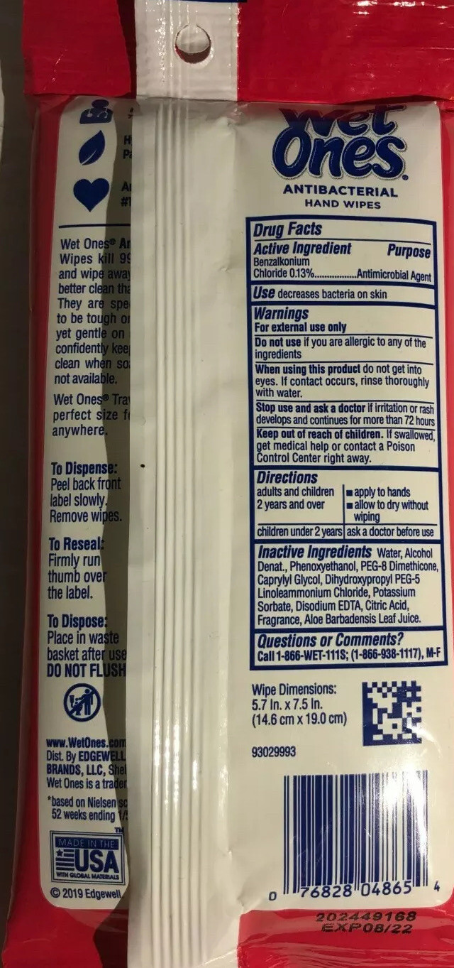 Wet Ones Hand Wipes 20 pcs pk New Ship24HRS