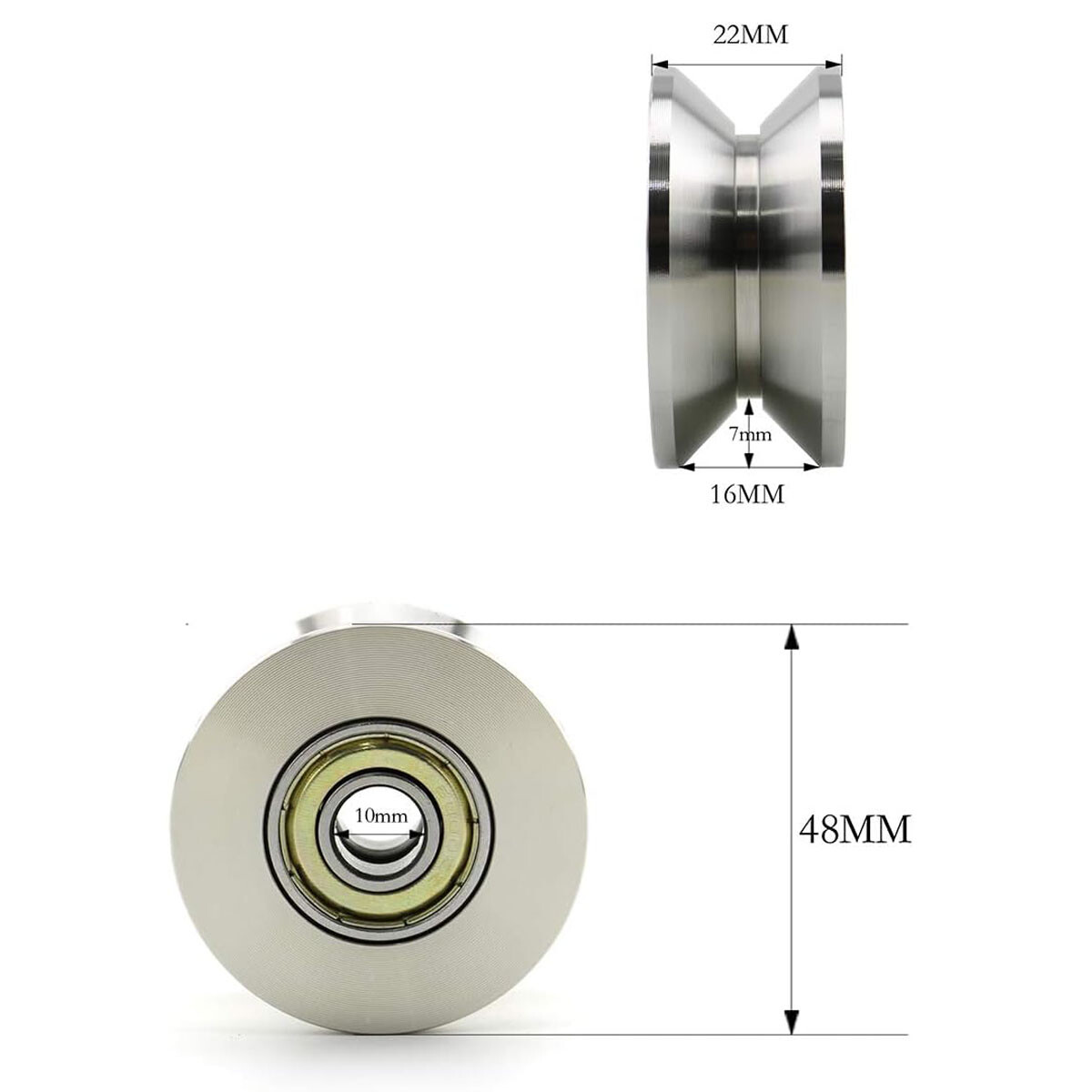 2 Pack U/V/H Groove Pulley Wheel for Rope Wall Mounted Silent Cable Pulley