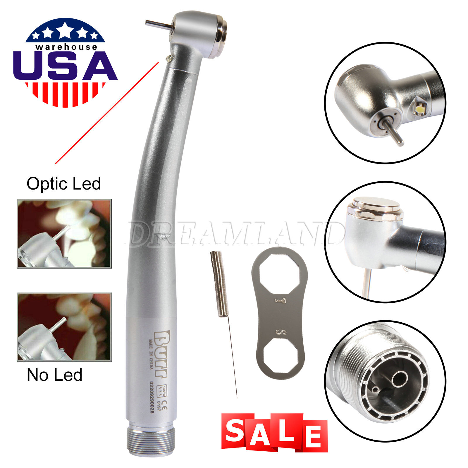 Dental LED/No LED High Speed Handpiece 4/2Holes Cartridge NSK Style USA F3