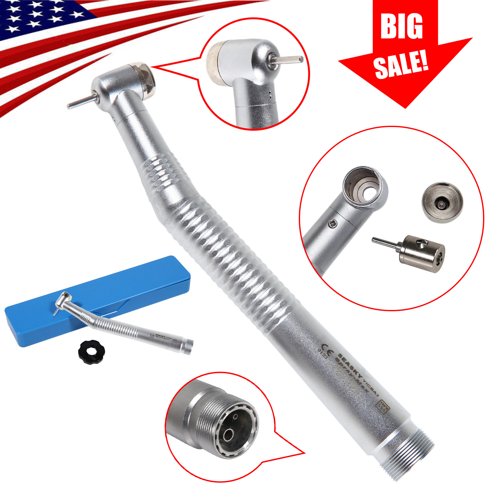 USA Dental High Speed Turbine Handpiece Push Button Spray 2-Hole SEASKY-Y1BA2