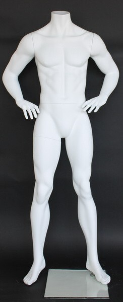 New ! 5 ft 7 in Headless Male Mannequin Matte White Body Form Torso STM007-WT