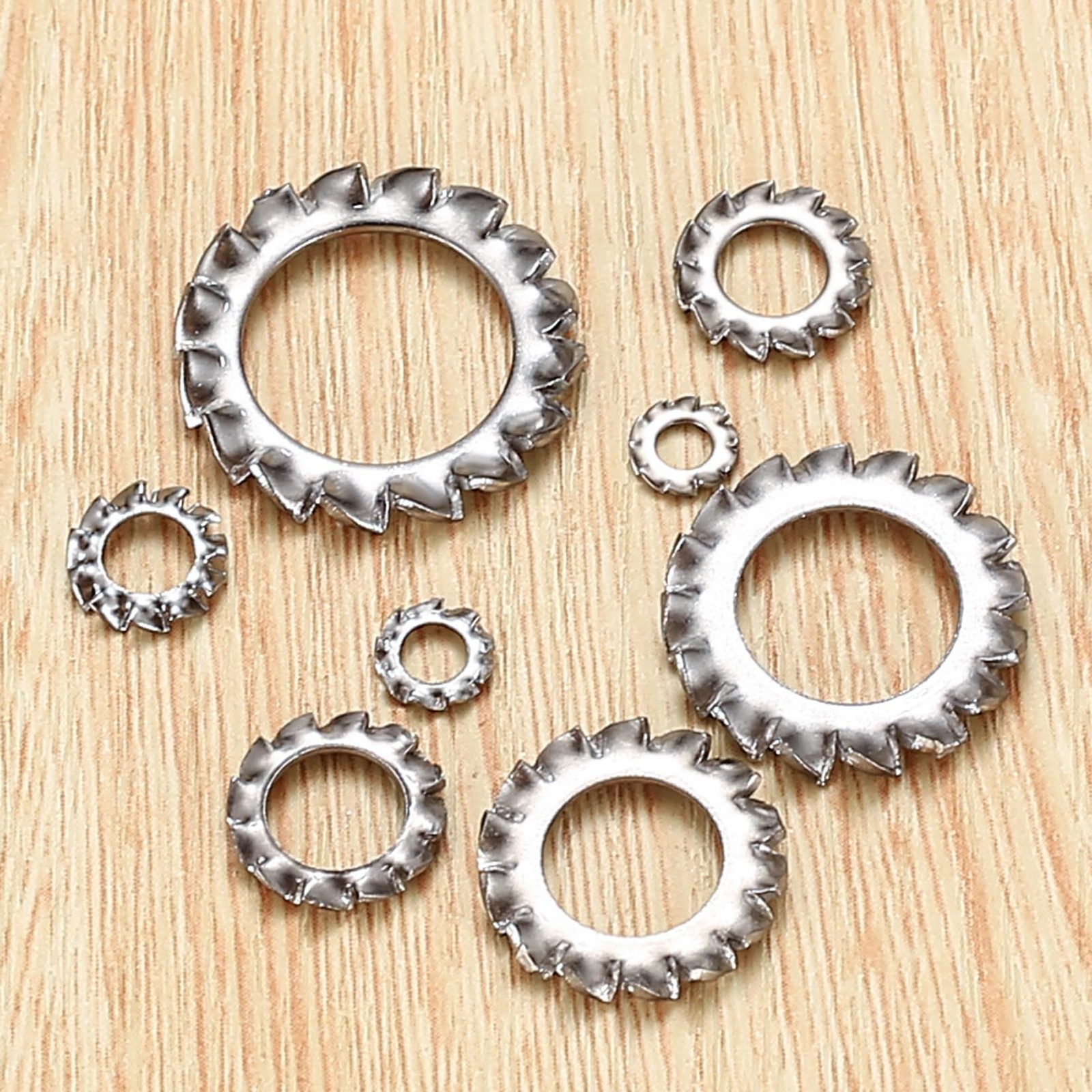 qxayxa 330 Pcs External 2.5mm, 3mm, 4mm, 5mm, 6mm, 8mm, 10mm, 12mm, Silver