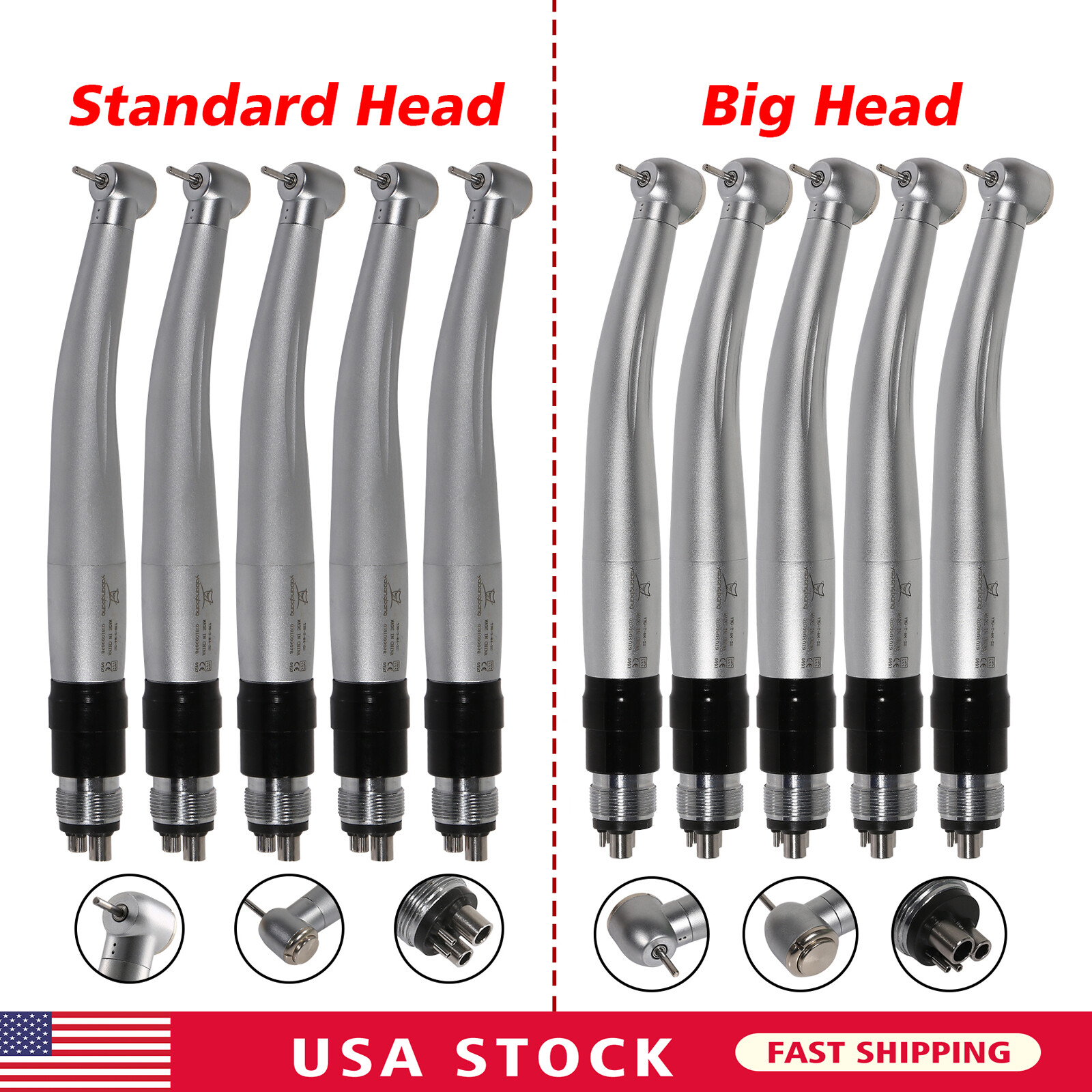 Dental High Speed Turbine Handpiece Standard /Big Head + Coupler 4 H fit NSK st