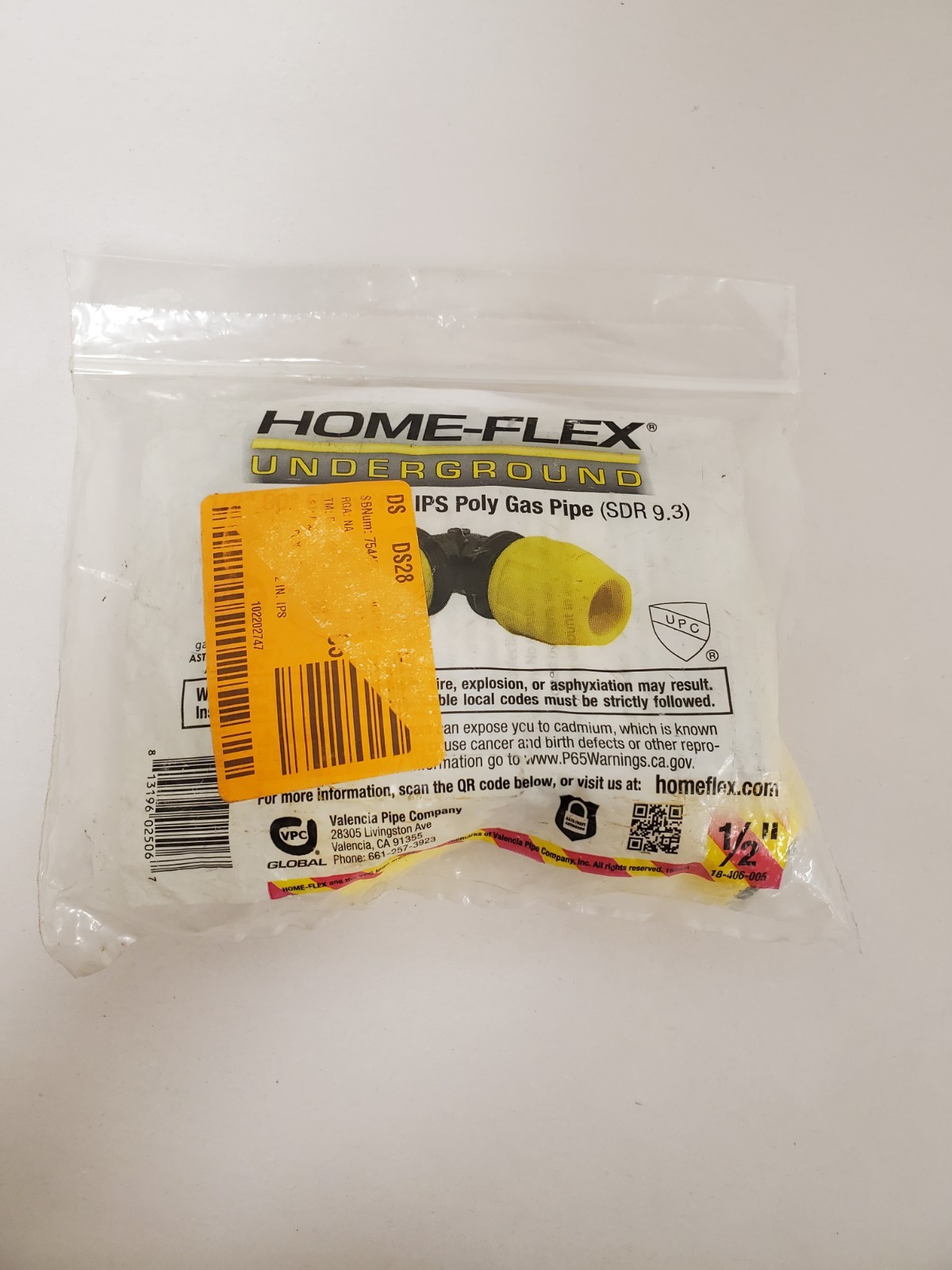 *NEW* HOME-FLEX 1/2 in. IPS DR 9.3 Underground Yellow Poly Gas Pipe 90° Elbow