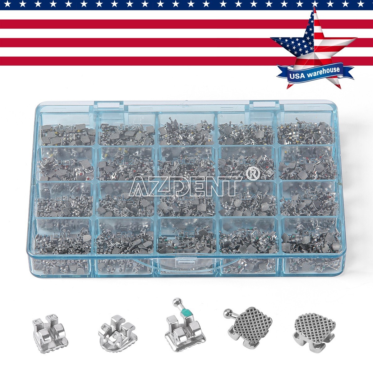 50set Dental Orthodontic MIM Monoblock Bracket Braces Mini MBT 018 022 Hooks 345