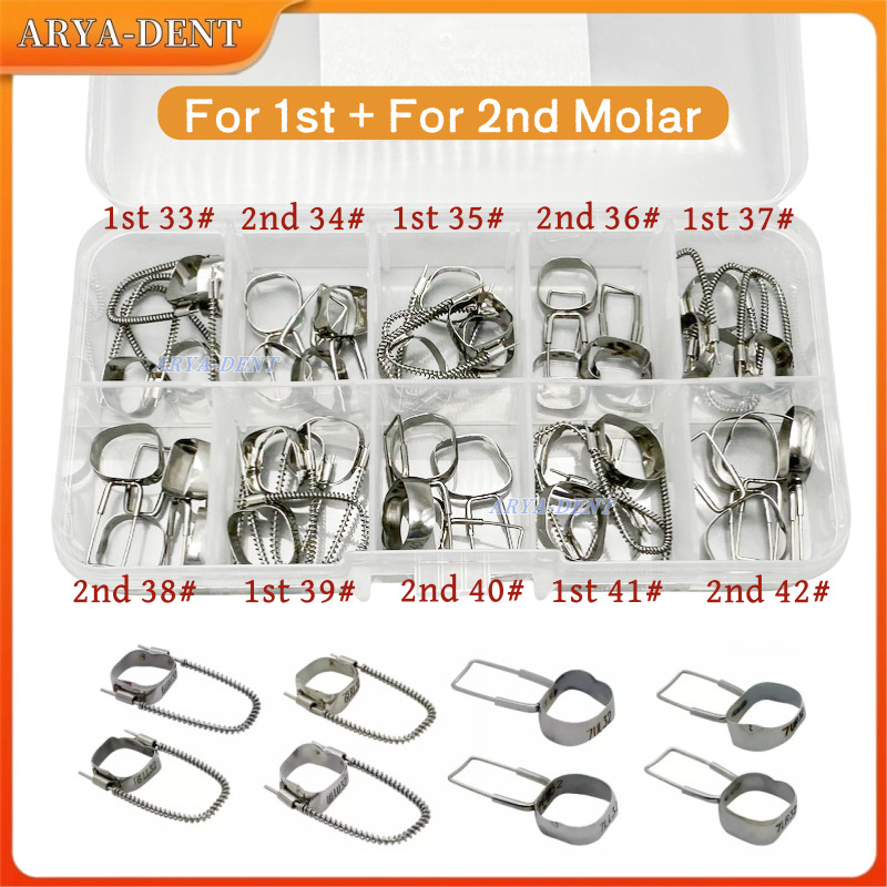 40pcs Dental Teeth Brace Preformed 1st 2nd Space Maintainer Retainer Molar Bands