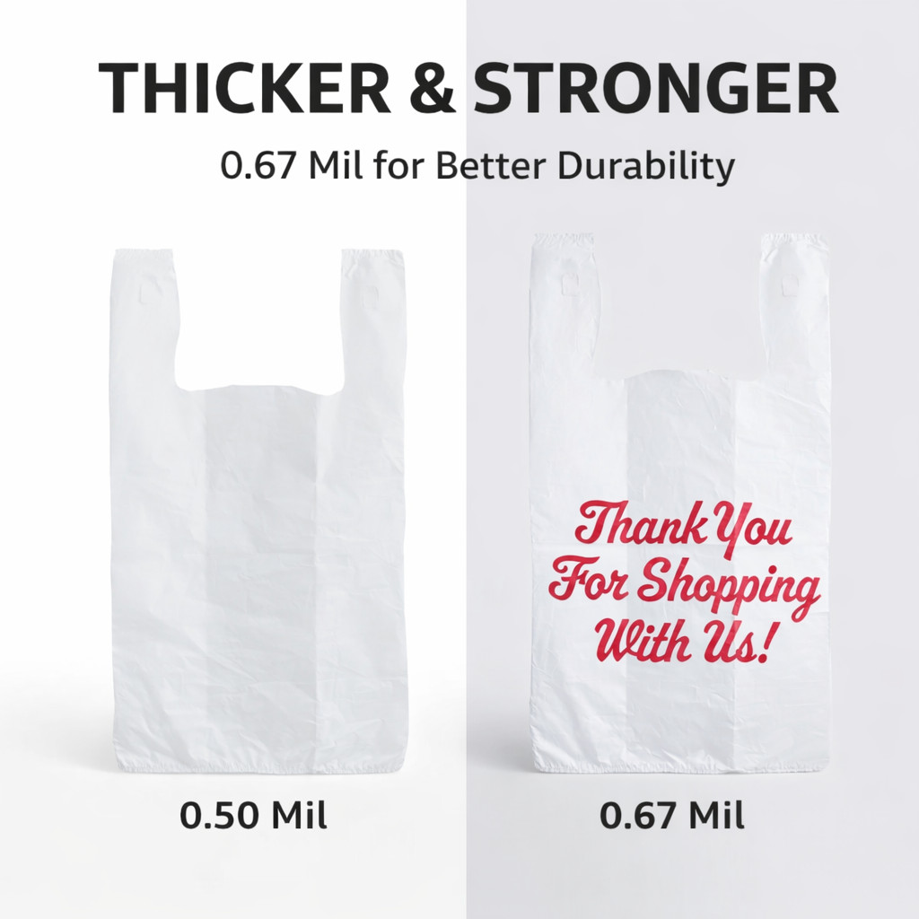 Bags 1/5 Large 23 x 13 x 8″ Thank You” T-Shirt Plastic Grocery Shopping Bags