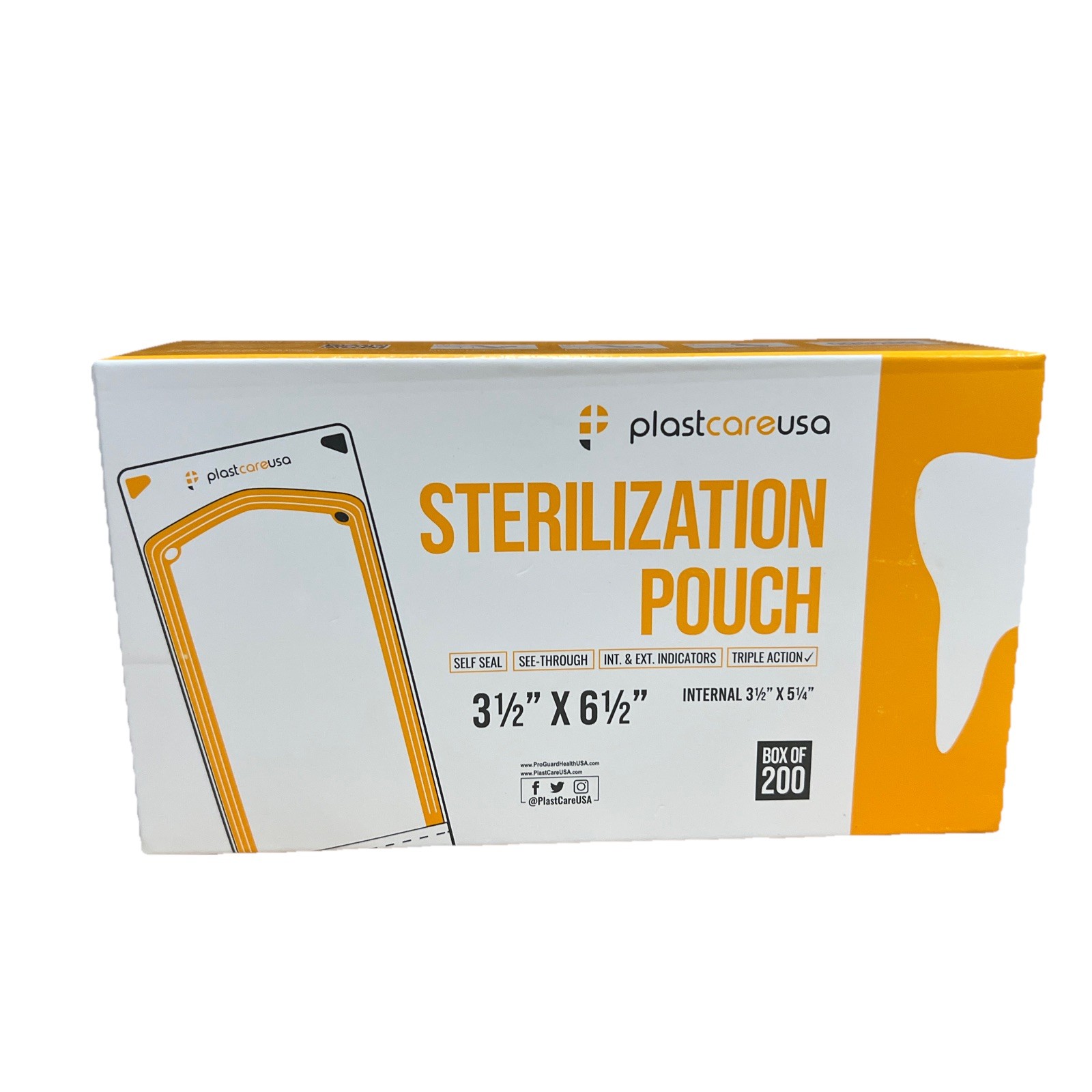 5 Boxes of 200 Plastcare USA 3.5″ x 6.5” Self Seal Sterilization Pouches (1000)