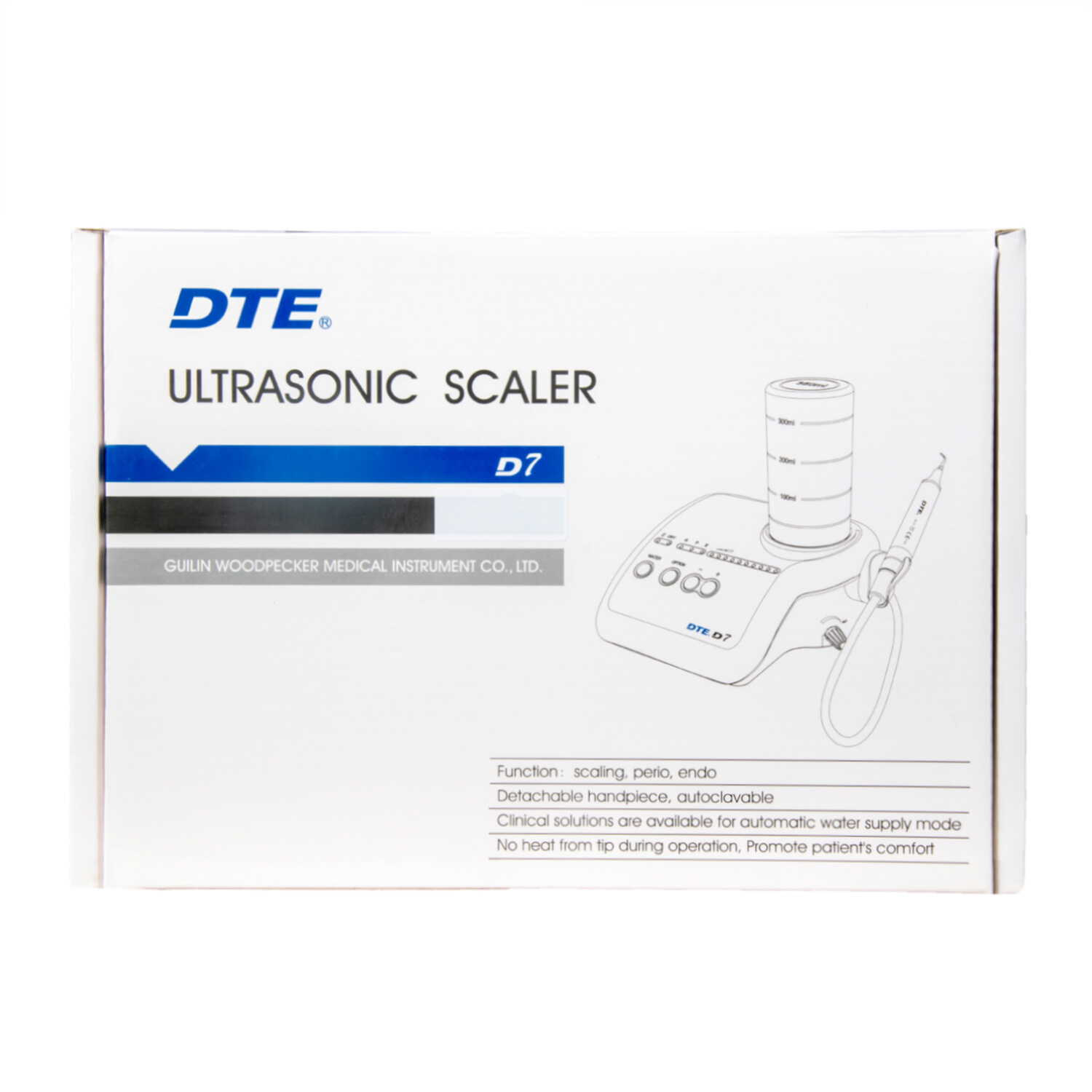 Woodpecker DTE D7 Ultrasonic Scaler Piezo HD-7H Handpiece 8 Tips 2 Water Bottles