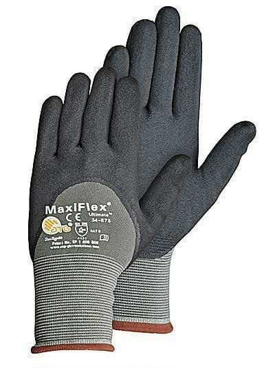 12 34-875 MaxiFlex Ultimate Foam Palm Grip Nitrile Coated PROTECTIVE WORK GLOVES