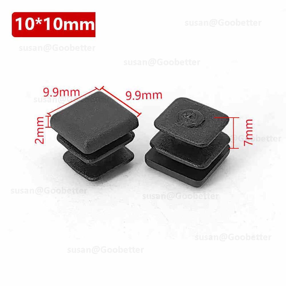 Square Plastic End Caps For Tubing Blanking Plugs Inserts Furniture Feet Black