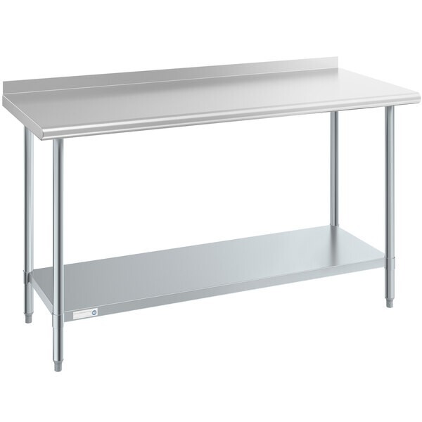 24″W x 60″L Stainless Steel Prep and Work Restaurant Table with Backsplash