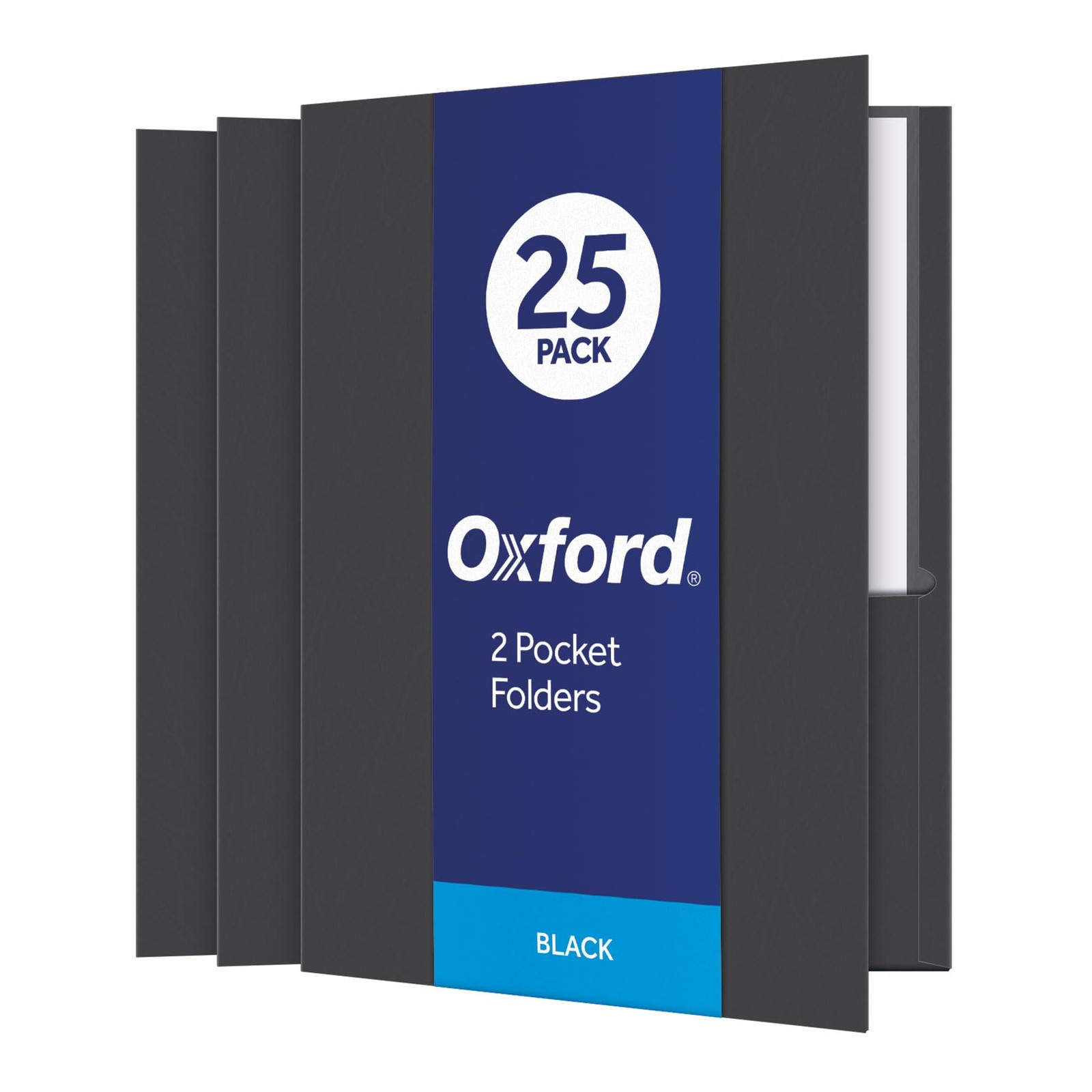Twin-Pocket Folders, Textured Paper, Letter Size, Black, Holds 100 Sheets, Bo…