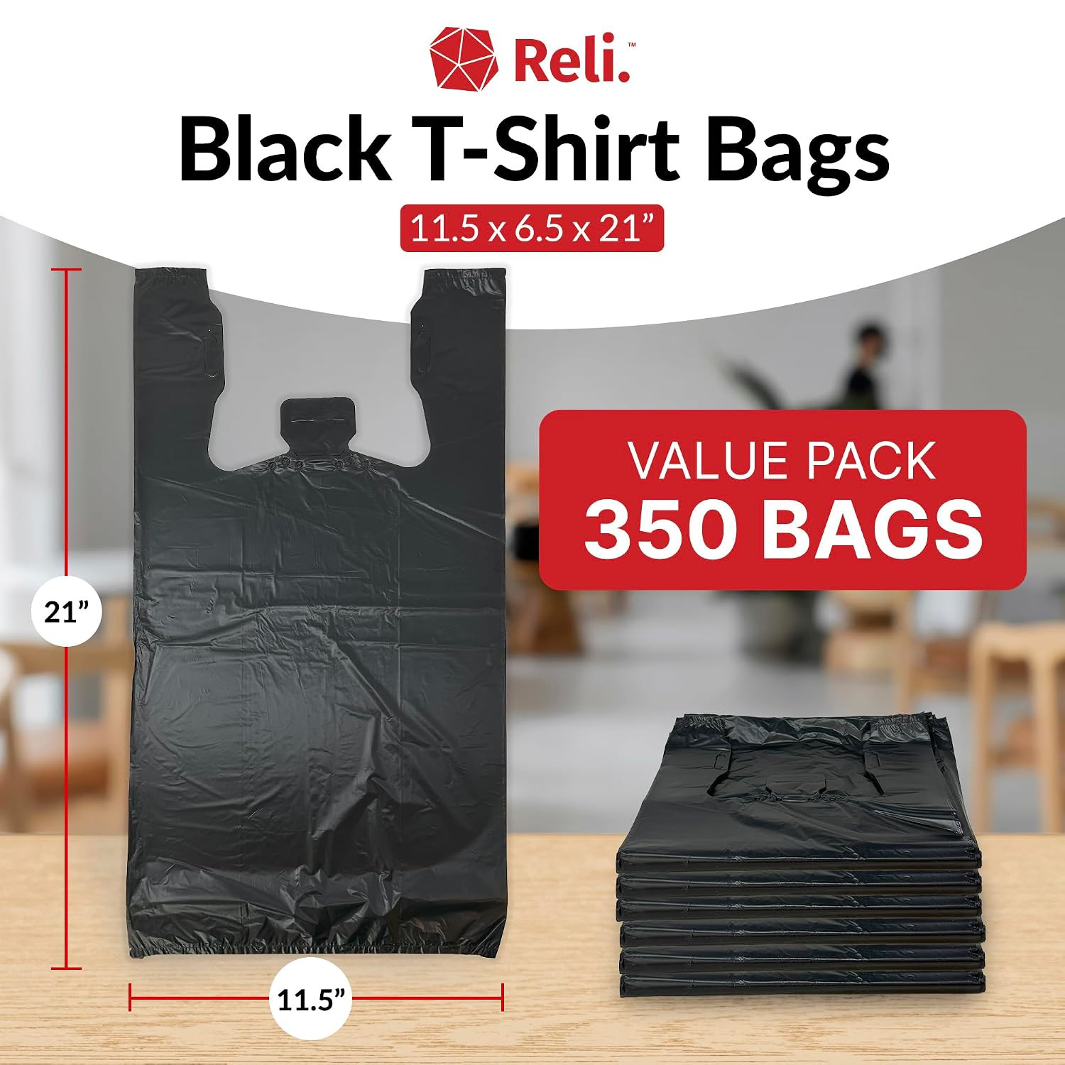 T-Shirt Bags (300 Count) (Black) (11.5″ X 6.5″ X 21″) – Black Plastic Bag