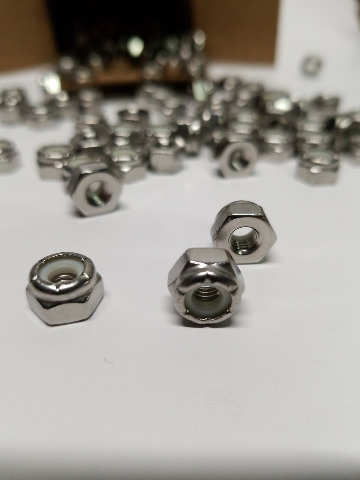 10-24 Stainless Nyloc (Nylon Insert Locknut) 18-8 S.S.(100 pieces) Free Ship.