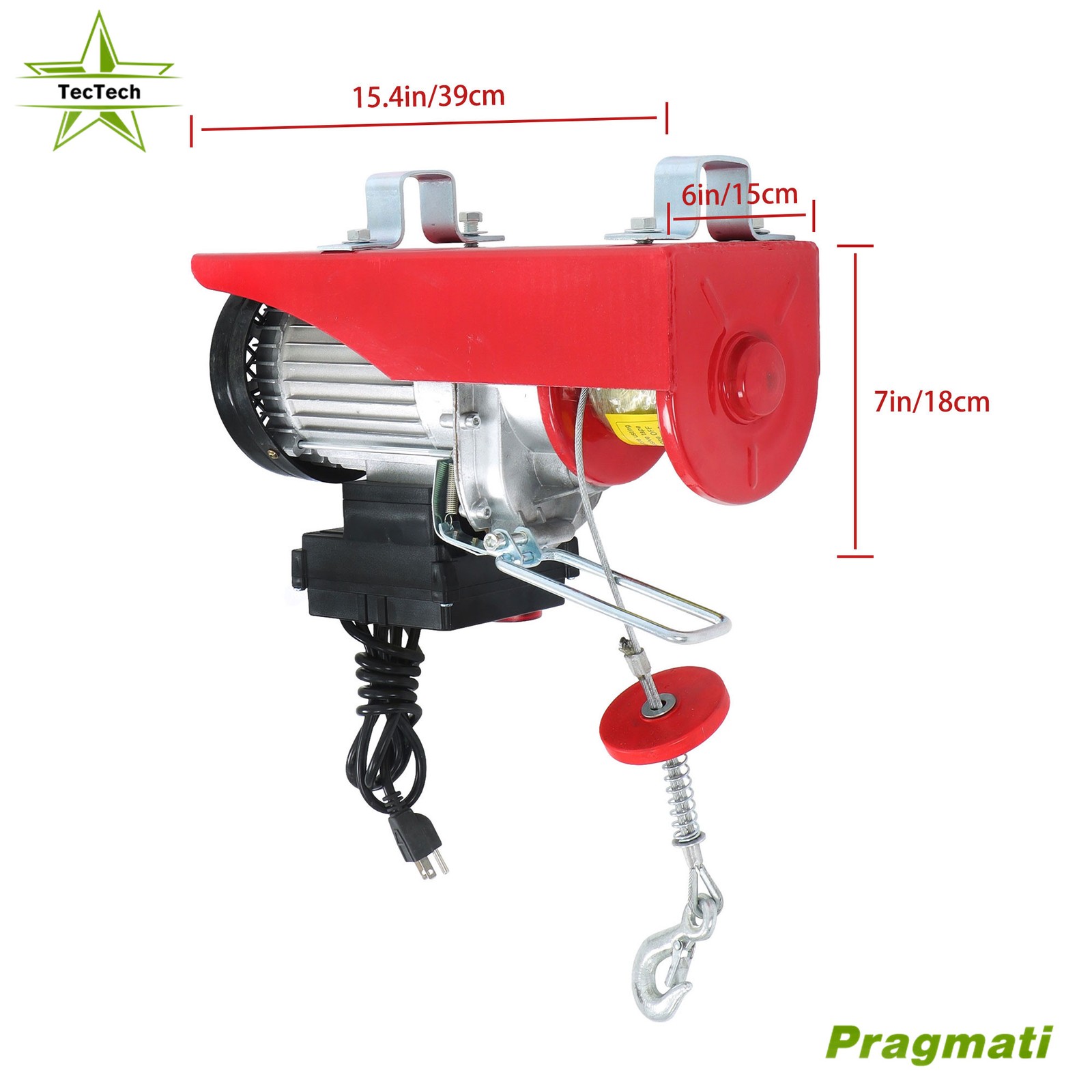 1320lbs Electric Hoist with Wireless Remote Control, 40ft Lifting Height