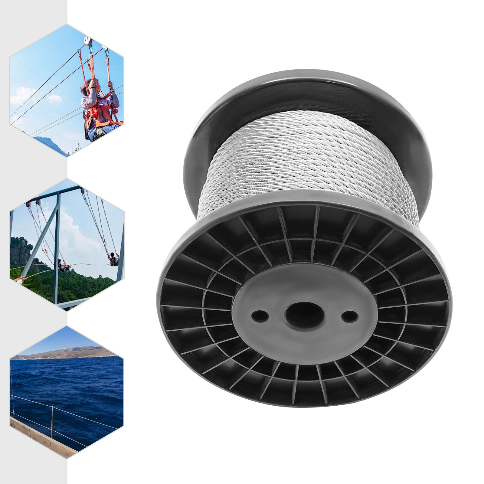 T304 Stainless Steel Cable 1/4″x 150ft Marine Grade Deck Cable Railing 7×19