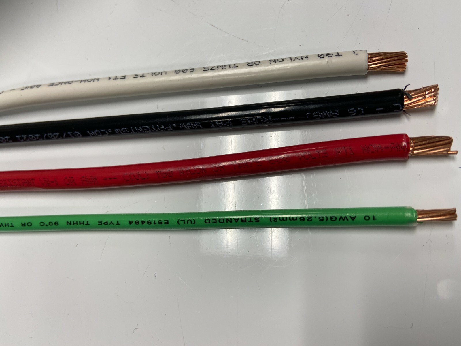 15′ EA THHN THWN 6 AWG GAUGE BLACK WHITE RED COPPER WIRE + 15 10 AWG GREEN
