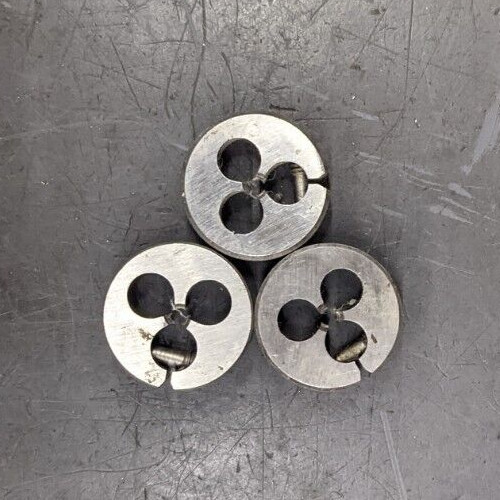 3 Round Dies 0-80 UNF 13/16″ OD Screw Adjusting Die CS Carbon Steel Rethreading