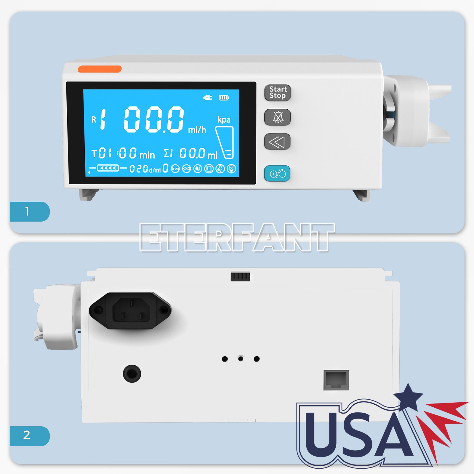 4.3inch Touch Screen Infusion Pump Stackable Type with Alarm for Human Use