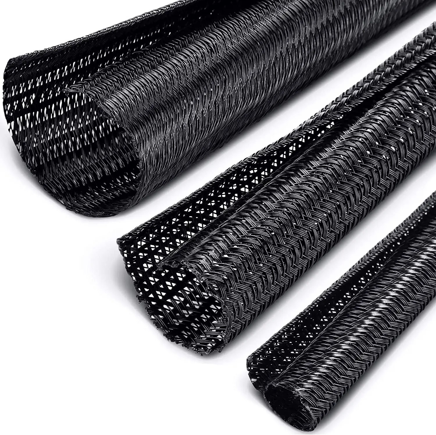 Split Braided Cable Sleeve Nylon Self Wrap Wire Loom Cord Management Protector