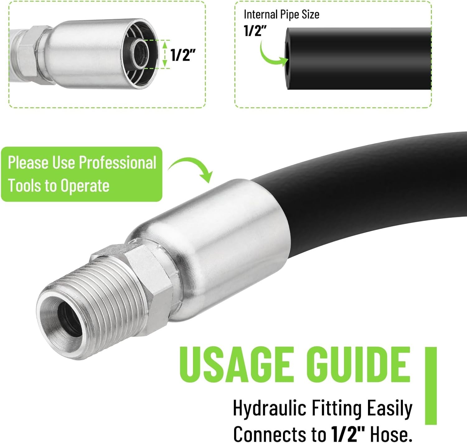 12 Pack 1/2″ NPTF Hydraulic Hose End Fittings, 1/2″ I.D. Hose x 1/2″ NPTF Male