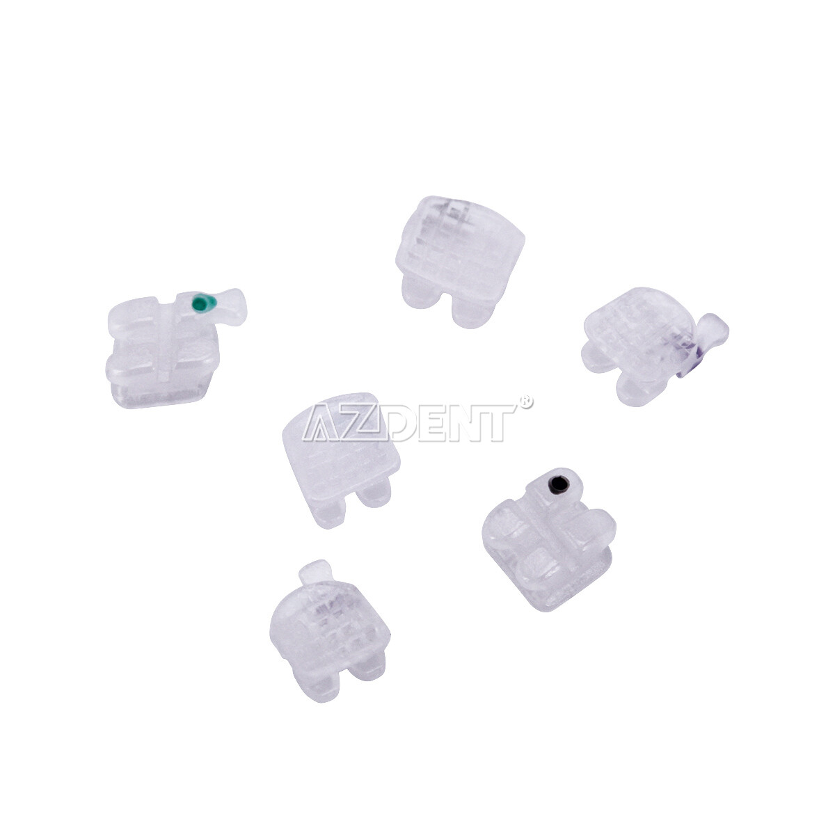AZDENT Dental Orthodontic Brackets Roth 0.022 Hooks 345 5*5 Clear Ceramic Braces