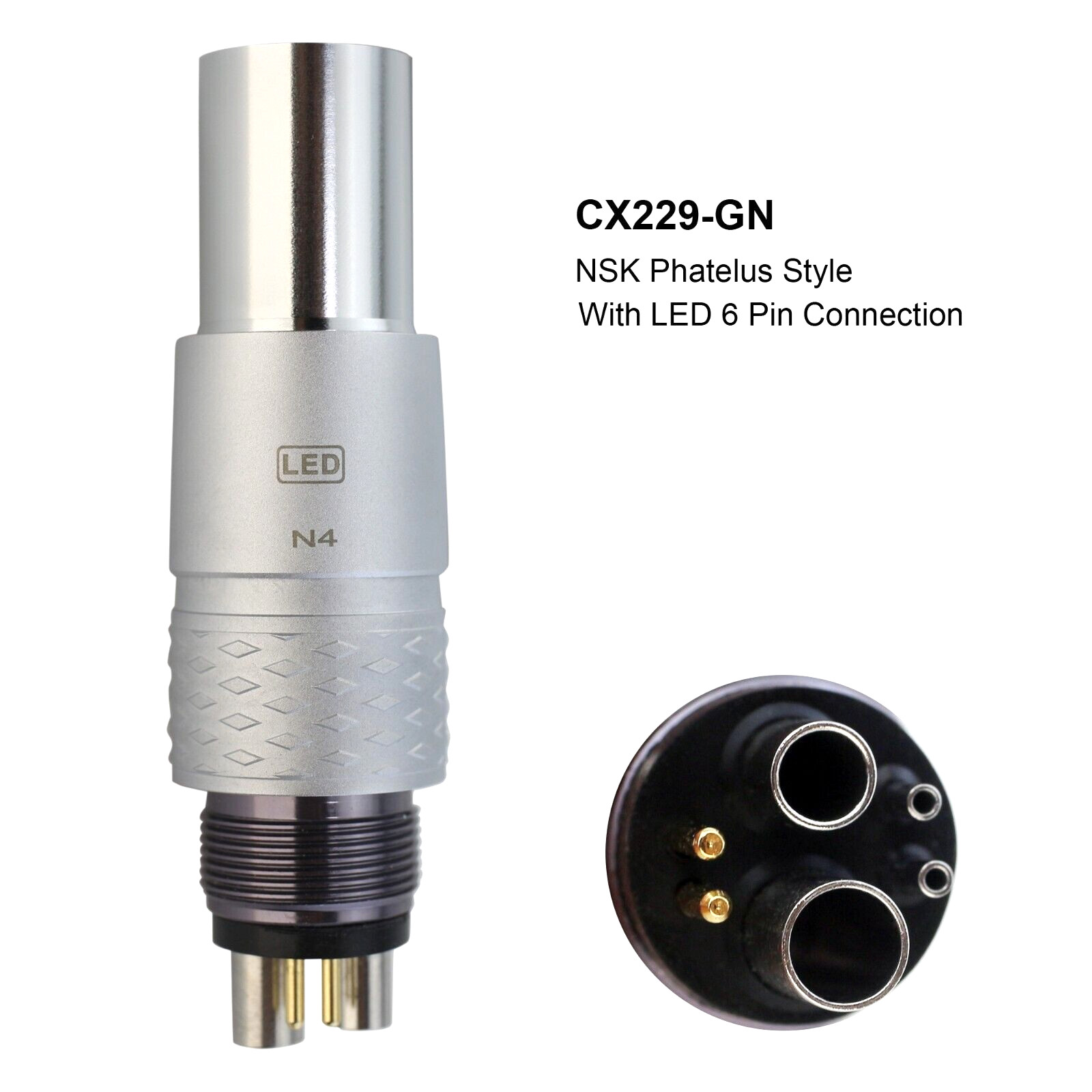 COXO Dental Handpiece Coupler Self Power 4 Hole 6 Pin LED NSK Phatelus Style