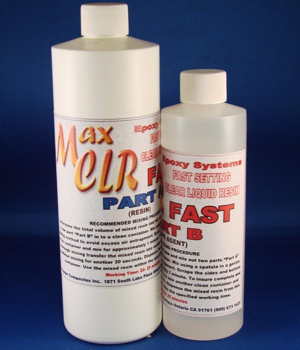 EPOXY RESIN CLEAR FASTER SETTING LOW YELLOWING FIBERGLASSING CASTING 24 oz KIT