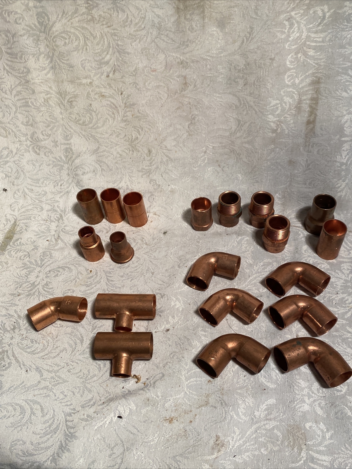 Copper fittings lot of 20 pieces 3/4 inch Elbows Female Male Thread T Reducer