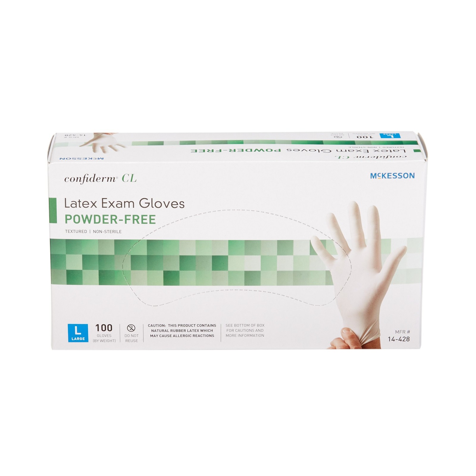 McKesson Confiderm Latex Exam Glove Standard Cuff Length LARGE 100 per Box
