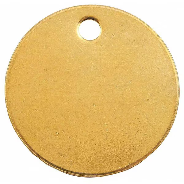 Blank Tag, Size 1 3/8 Inches, Brass, 1 3/8 in H x 1 3/8 in W, 1 3/8 in Dia.,