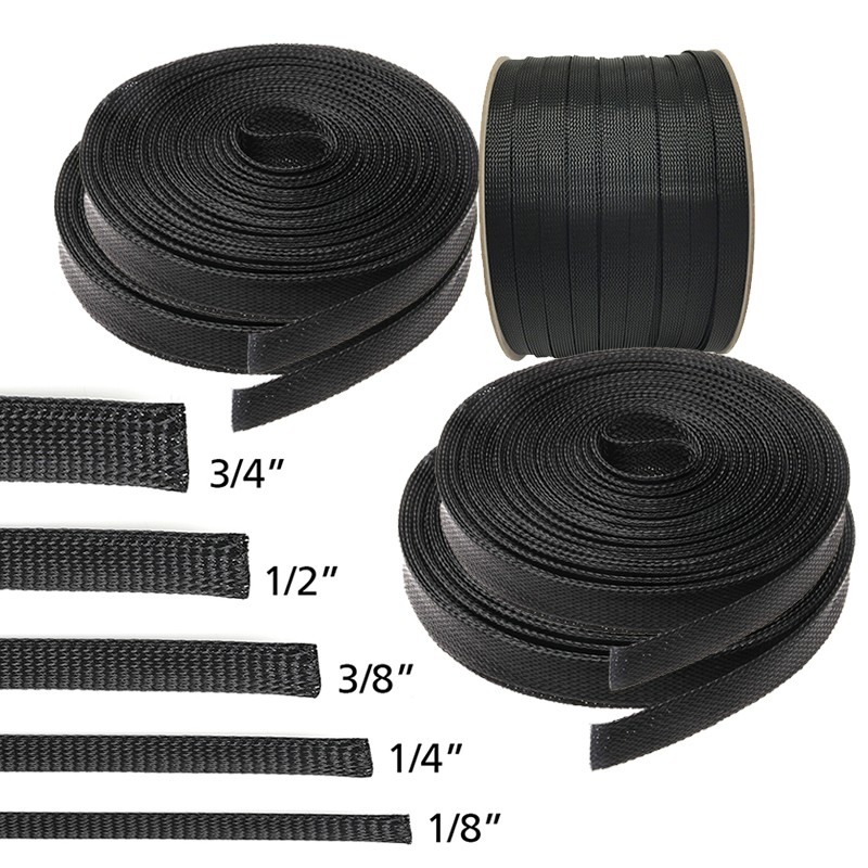 10-100FT Expandable Braided Cable Sleeve PET Wire Loom Organizer Cord Management
